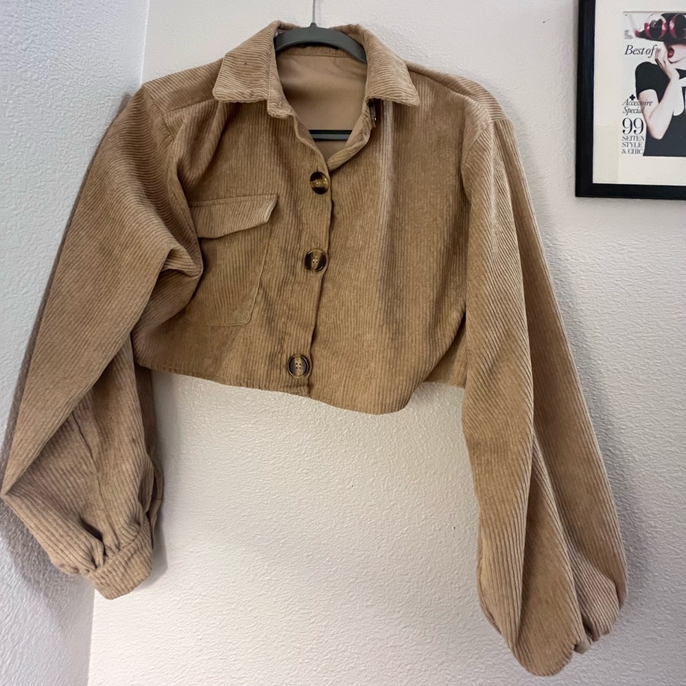 Corduroy Cropped Long Sleeve Shirt